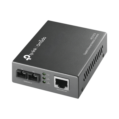 Convertidor Multimedia Mono-modo, 1 puerto RJ45 1000 Mbps, conector de fibra SC, hasta 15 Km