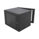 Gabinete Abatible de Pared (Con Marco Trasero) con Rack 19" de 12 Unidades. Ventana de Cristal Templado.