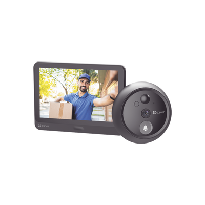 Videoportero Con Mirilla y Pantalla Wi-Fi de Batería Recargable / Para Instalarse en Puerta / Cámara 1080P / Sensor Infrarojo / Detección de Movimiento / Audio de Dos Vías / Uso en Interior