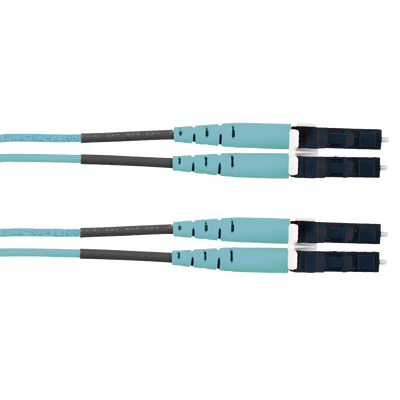 Jumper de Fibra Optica Multimodo 50/125 OM3, LC-LC Duplex, OFNR (Riser), Color Aqua, 2 Metros