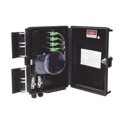 Cierre de Empalme para 24 fusiones de fibra óptica, Interior/Exterior, con 16 acopladores SC/APC y splitter 1x16, IP65