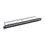 Patch panel modular Blindado (STP) de 24 puertos, con barra para organizar cable