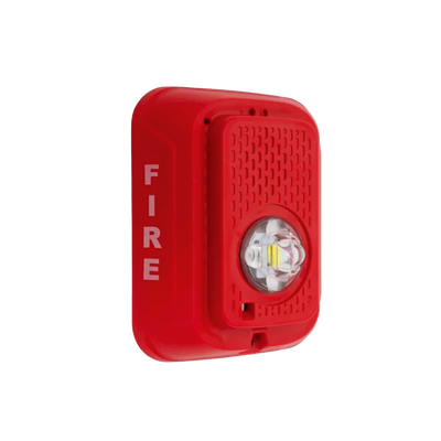Lámpara Estroboscópica LED / 2 Hilos / Montaje en Pared / 15 a 185 Candelas / Tamper Integrado / Texto en Inglés / Color Rojo
