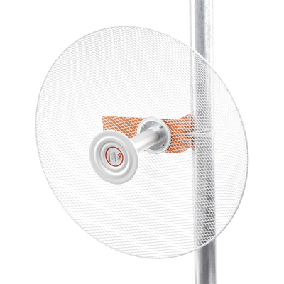 Antena direccional de alta resistencia la viento, Ganancia de 34 dBi, frecuencia (4.9 - 6.5 GHz), Conectores SMA, Polarización doble, incluye montaje para torre o mástil