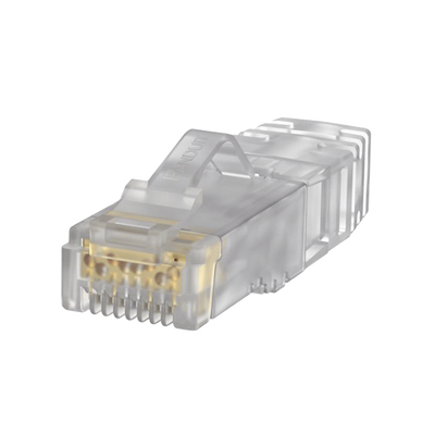 Plug RJ45 Cat6A, Para Cable UTP de Calibre 23-24 AWG, Chapado en Oro de 50 micras.