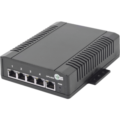 Switch para Aplicación Solar, 4 Puertos PoE 802.3 af/at 10/100/1000 Mbps y un Puerto de Datos, Entrada 12-24 VCD