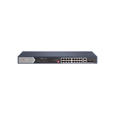 Switch PoE de 24 puertos / No administrable / 2 puertos RJ45 Gigabit / 2 puertos de fibra optica gigabit