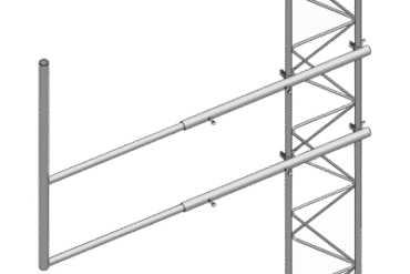 Brazo tipo "F" para tramos STZ-45G, galvanizado por inmersión caliente.