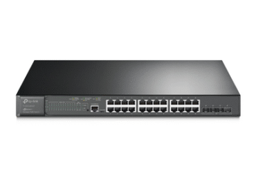 Switch L2+ Omada PoE+ / 24 Puertos PoE+ 10/100/1000 Mbps / 4 Puertos SFP+ 10G / 2 Puertos Consola (RJ45 y microUSB) / Administración Centralizada Omada o Stand-Alone / Multicast IGMP / Calidad de Servicio / Presupuesto PoE 384W / Montaje en Rack