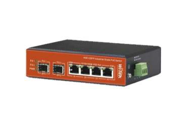 Switch Industrial PoE++ y pasivo de 24V, No administrable con 4 puertos Gigabit + 2 SFP / Presupuesto 180W
