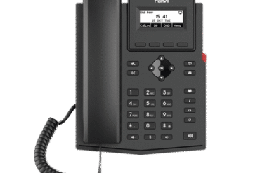 Teléfono IP empresarial para 2 lineas SIP con pantalla LCD, Códec Opus, conferencia de 3 vías, PoE.