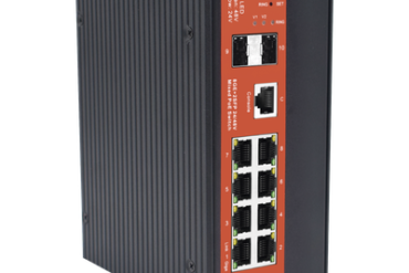 Switch Industrial administrable con 2 puertos PoE bt y 6 puertos Gigabit Ethernet con PoE 802.3af/at y 24V Pasivo + 2 SFP Gigabit, 240 W