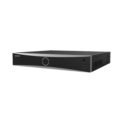 NVR 12 Megapixel (4K) / 16 canales IP / 16 Puertos PoE+ / AcuSense (Evita Falsas Alarmas) / Reconocimiento Facial / 4 Bahías de Disco Duro / Switch PoE 300 mts / HDMI en 4K / Alarmas I/O