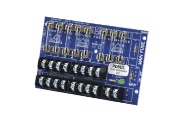 Tablero distribuidor de voltaje, 8 salidas con fusible de protección. Para uso con Fuentes de poder ALTRONIX.