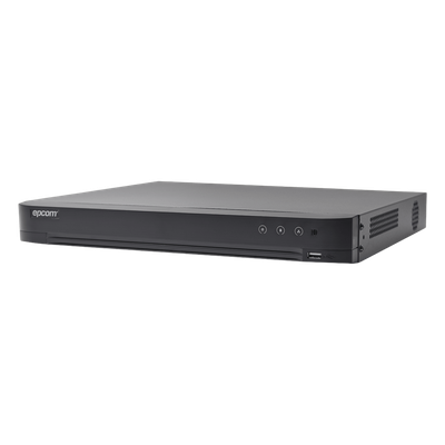 (COMPATIBLE HIK-CONNECT) DVR 4 Megapixel / 16 Canales TURBOHD + 8 Canales IP / 1 Bahía de Disco Duro / Audio por Coaxitron / Evita Falsas Alarmas / Salida de Video en Full HD