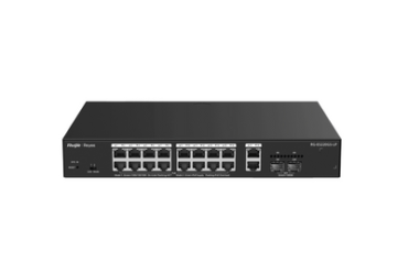 Switch L2 Administrable con 20 puertos Gigabit (16 PoE 802.3af/at) + 2 SFP para fibra 1Gb, gestión gratuita desde la nube, 130w