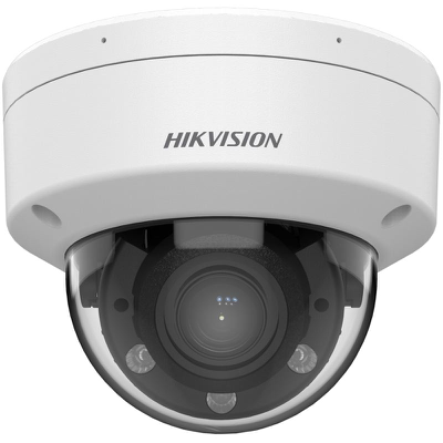 Cámara Domo IP Varifocal Motorizada 2 MP / Smart Hybrid Light / Lente 2.8 a 12 mm / IR y Luz Blanca hasta 30 m / Micrófono Integrado / Detección Humana y Vehicular / IP67 IK08 / dWDR / H.265+